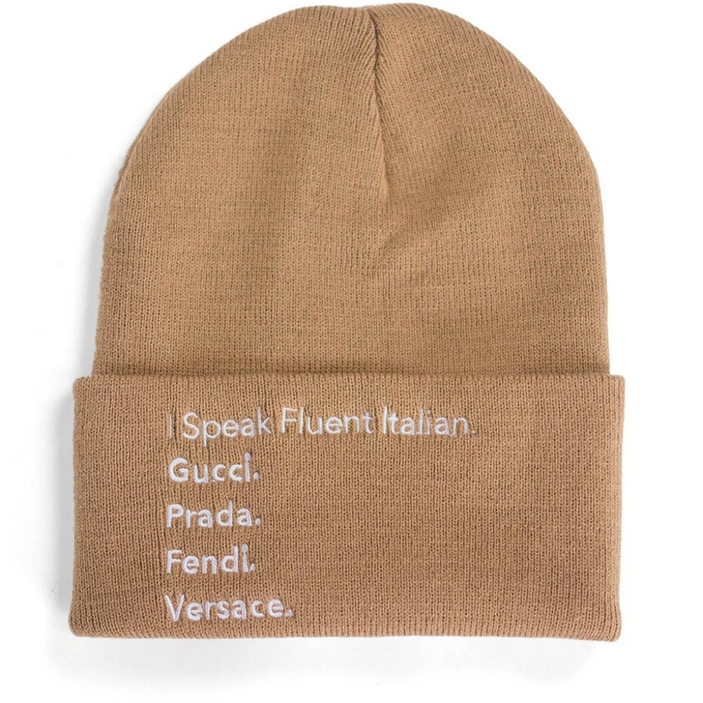 I SPEAK FASHION BEANIE - FLUENT ITALIAN (WHEAT)